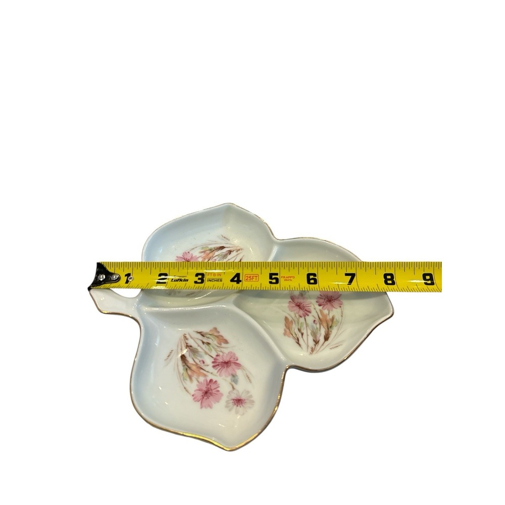 Vintage Coquette Mitterteich Bavaria Germany Dish Floral Leaf Shape Tray 3 Part - Picture 6 of 7